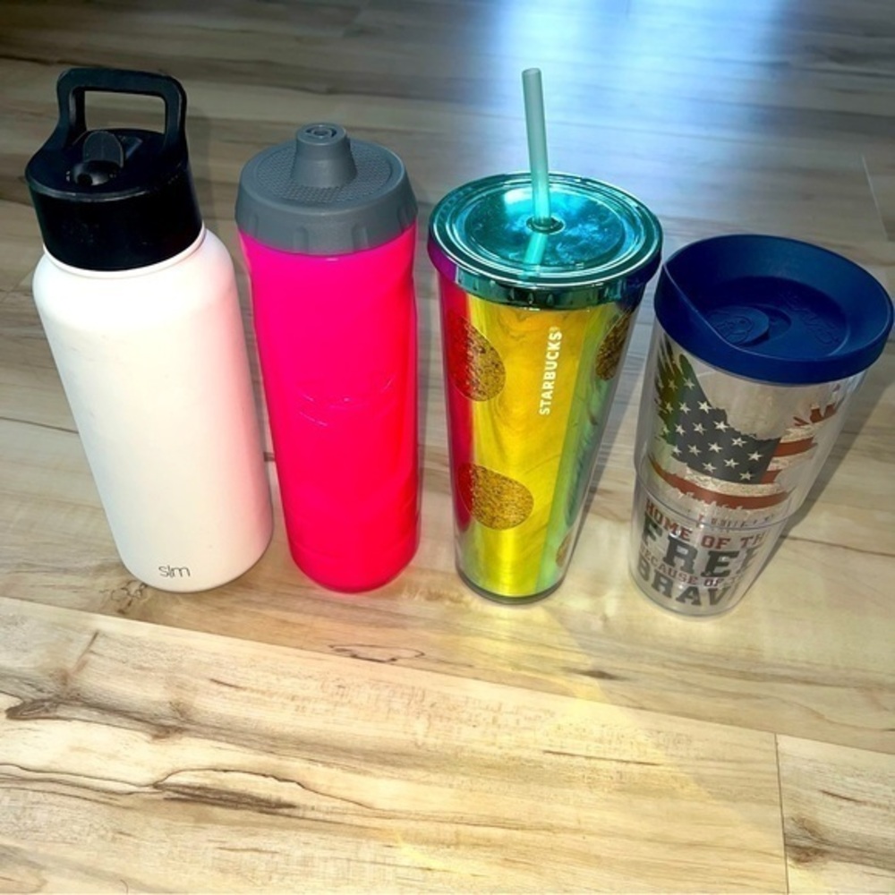 Tumblers Set of 4 Water Bottles Starbucks Tervis Under Armor Slim